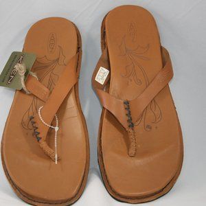 Keen Alman Flip Flops Tan Leather sz 10